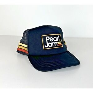 Pearl Jam 3 Stripe Black Mesh Dark Matter Tour 2025 Trucker Hat Cap Adjustable